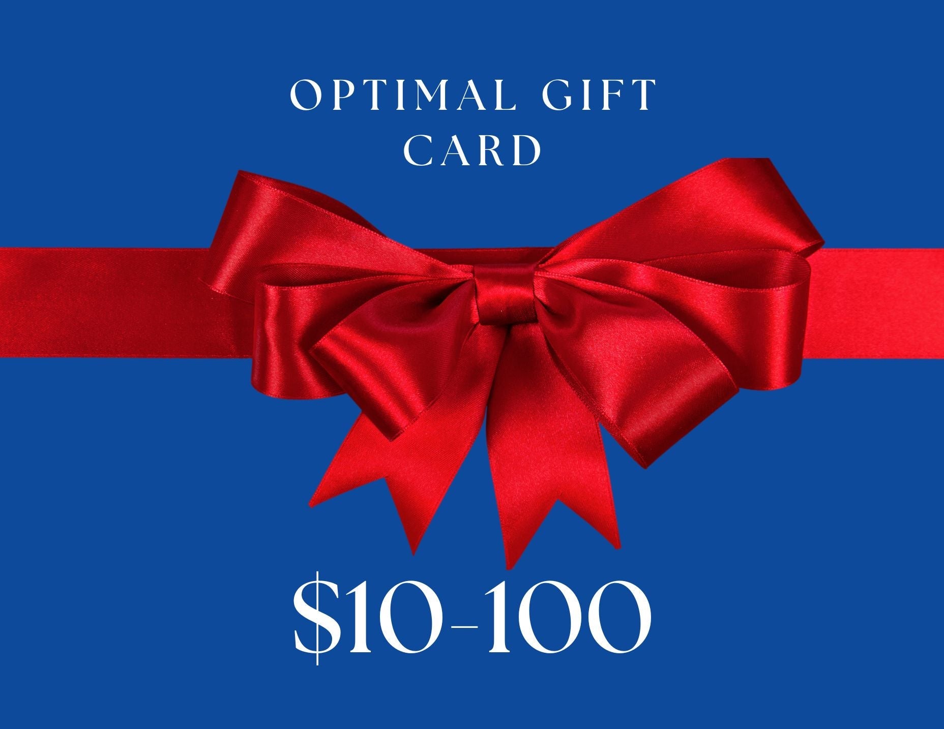 An Optimal Soccer Training e-gift card featuring the brand name and bow, perfect for gifting soccer enthusiasts access to premium training resources and gear.